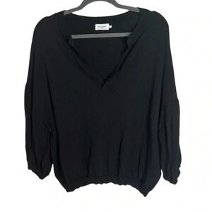 The Reset R Label Black Wool V-Neck Sweater Size XL